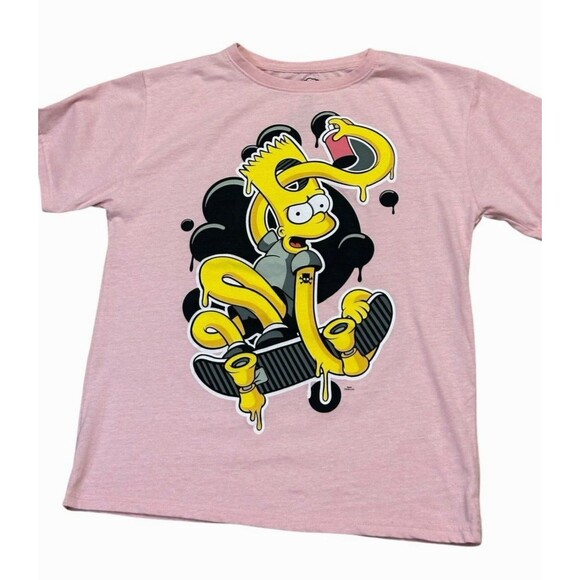 The Simpsons pink T-shirt XL skateboard graffiti Bart Simpson - Picture 3 of 8